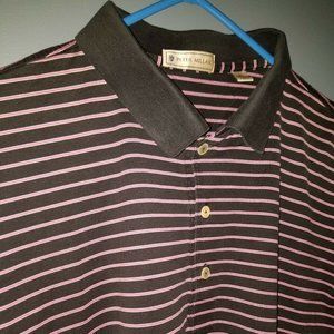 Peter Millar Black Magenta Striped Polo Shirt XL